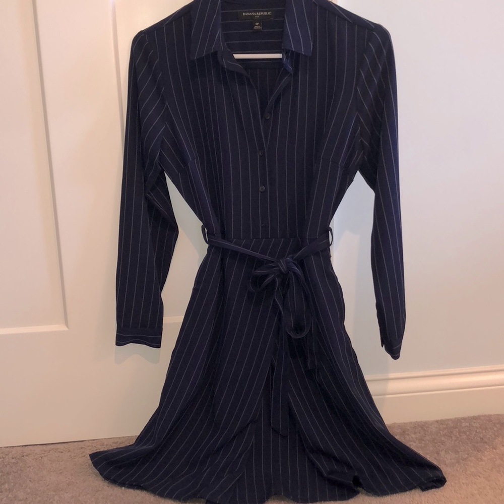 Banana Republic pinstripe navy dress